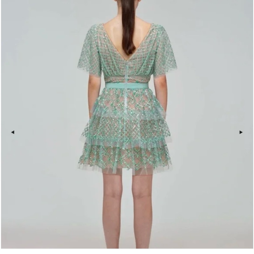 Brand new mini dress from self portrait. Jade color